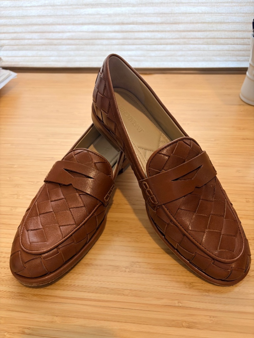 Woven leather loafers